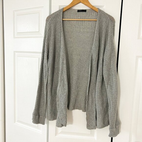 SHEIN Gray Open Front Oversized Knit Cardigan Sweater Womens Size Small - Picture 2 of 8